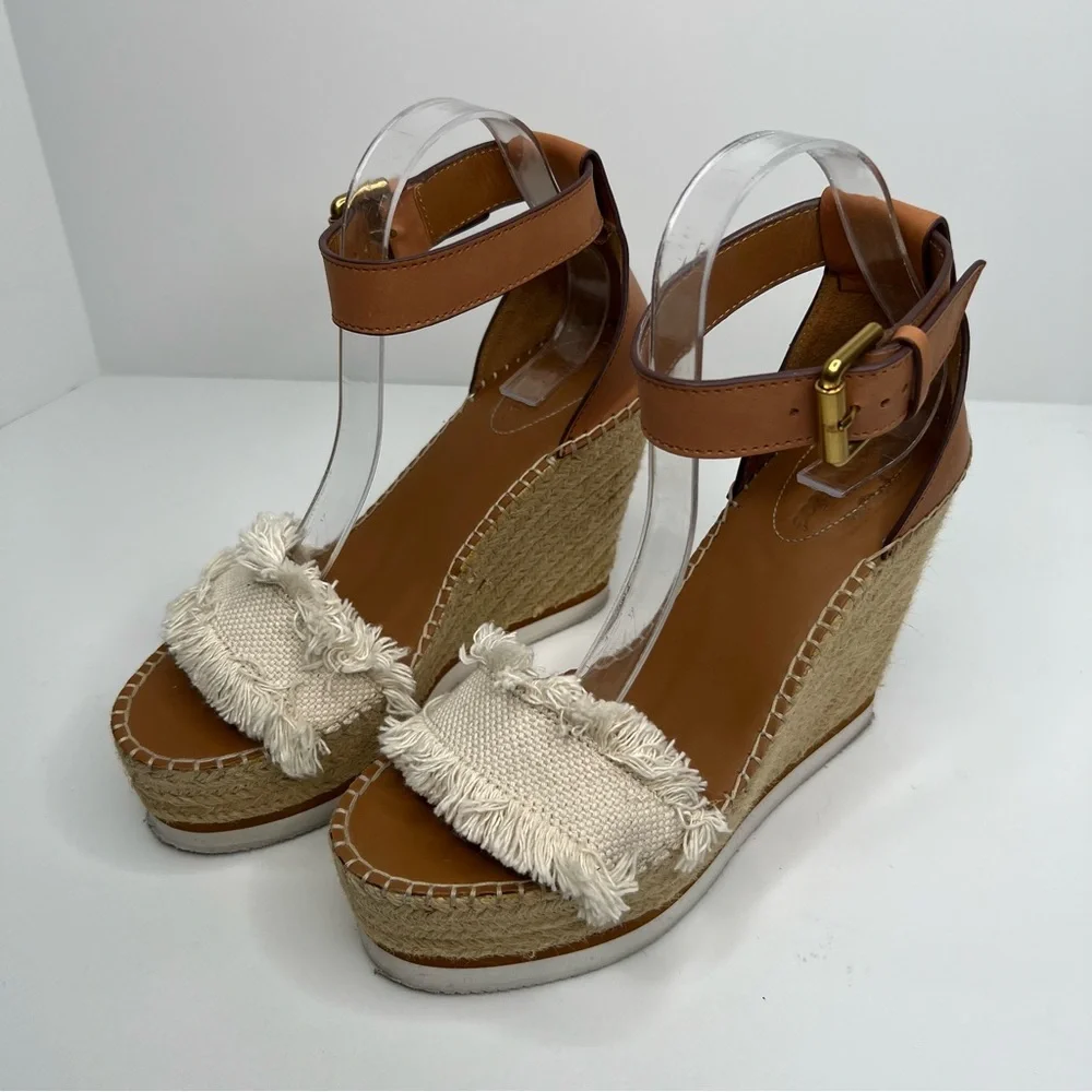See By Chloe Glyn Espadrille Wedge Sandals Size EU 39